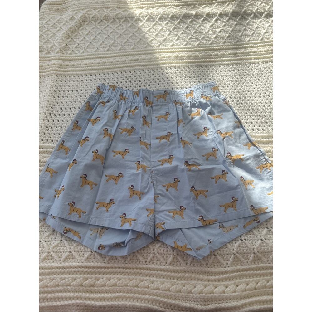 J. Crew 100% Cotton Men’s Small Boxer Shorts NWT Golden Retriever With Santa Hat